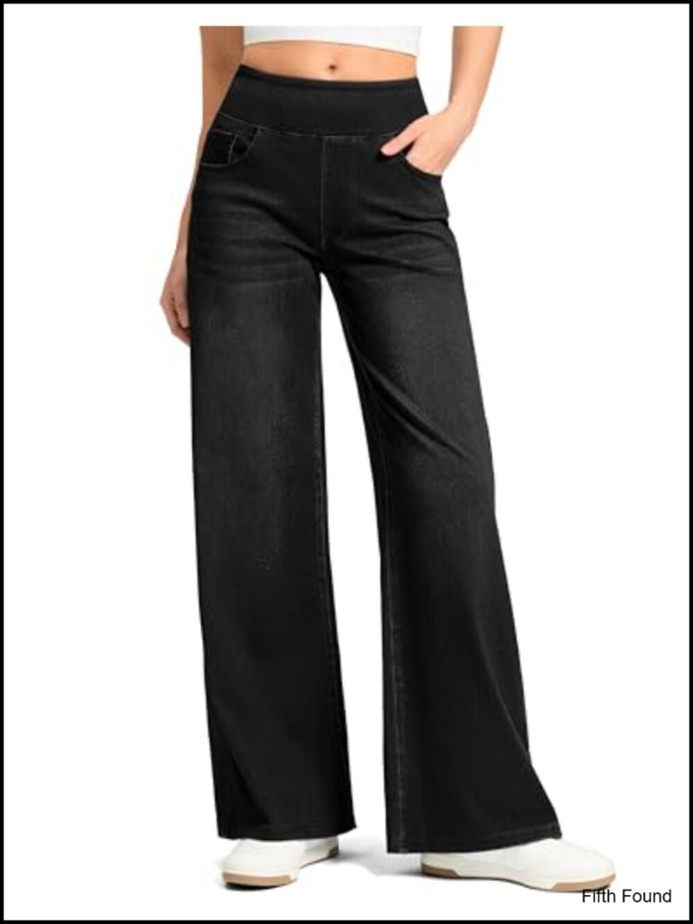 Wide Leg High Waist Pull On Stretchy Denim Jeans for Women